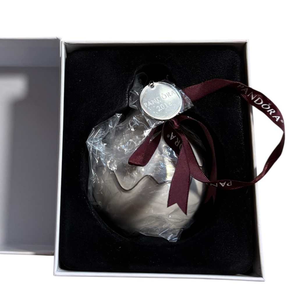 Pandora Ornament with Burgundy Ribbon